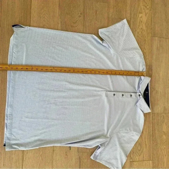 Greyson Mens Polo Striped Blue White XXL - Picture 3 of 8